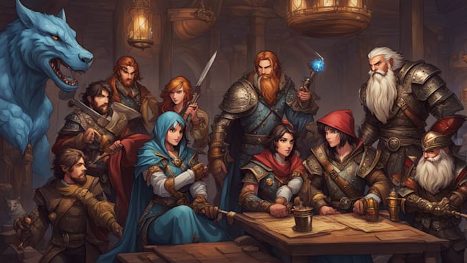 Bestseller - draw a dnd party art and d and d character for you