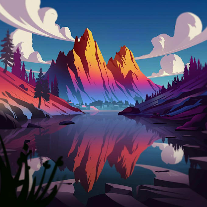 Gig Preview - Paint landscape illustration, background concept art