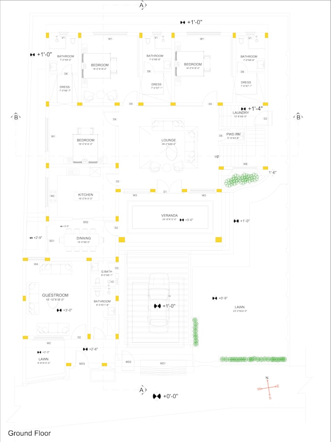 Gig Preview - Draft autocad 2d architectural floor plan drawing, elevation