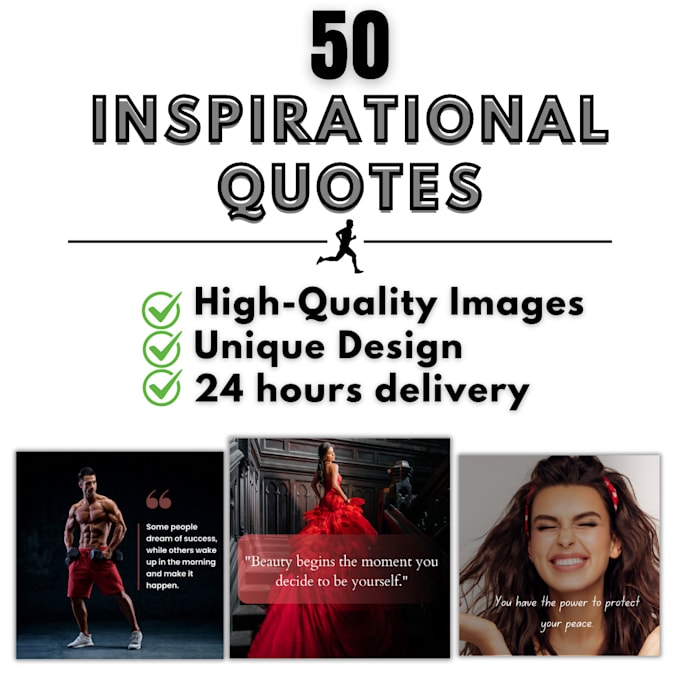 Gig Preview - Create 50 inspirational image quotes with logo in 24 hours