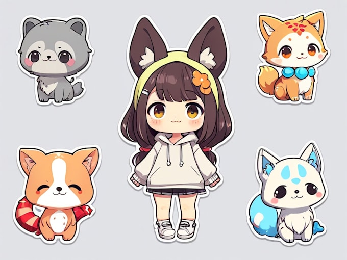 Gig Preview - Design cute chibi character cartoon animal or sticker