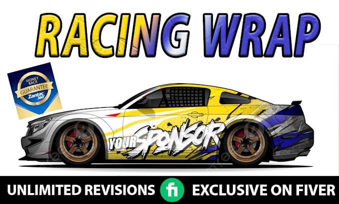 Gig Preview - Design racing car wrap design, racing car wrap, sports car wrap, car wrap design