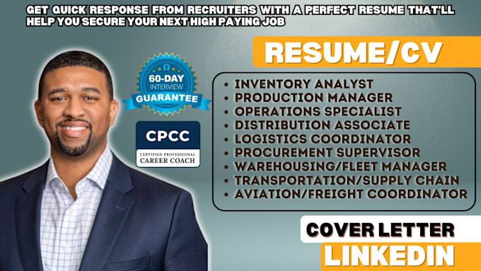 Gig Preview - Write transportation resume, logistics aviation, freight rail and warehousing CV