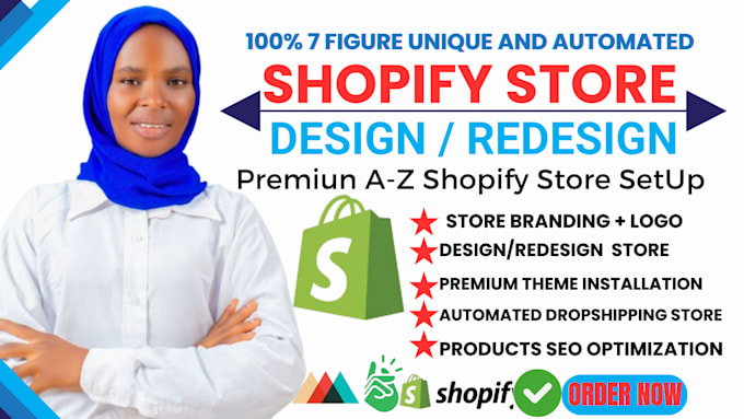 Gig Preview - Create shopify website, shopify redesign, design shopify, dropshipping store