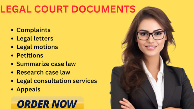 Bestseller - draft court pleadings, motion, lawsuit, complaint, petition, appeal, answer, nda