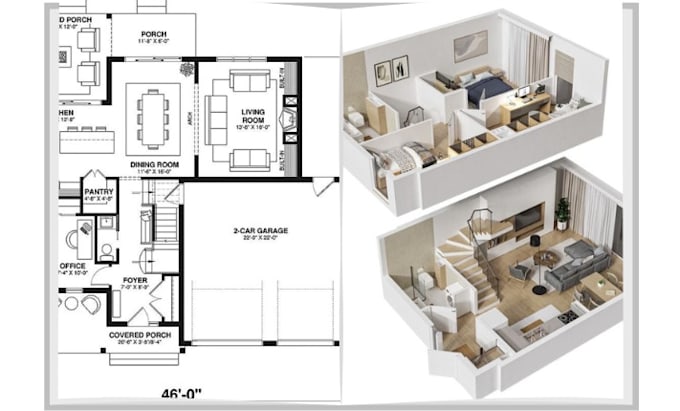 Gig Preview - Design 3d rendering architecture, 3d floor plan, interior and exterior rendering