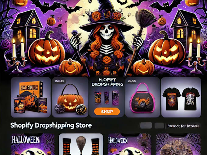 Gig Preview - Design halloween shopify store, halloween store, christmas dropshipping store