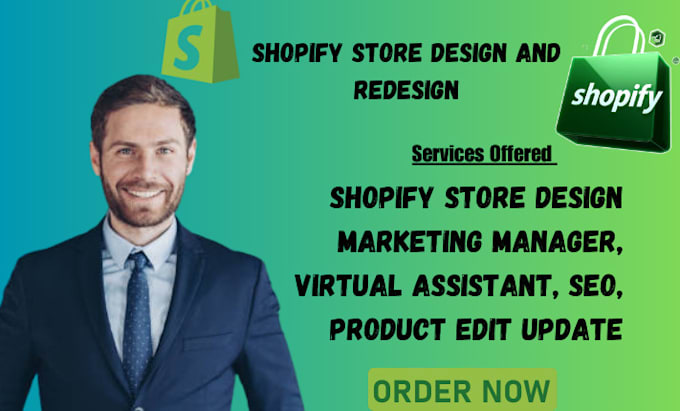 Gig Preview - Be your shopify store design marketing manager, virtual assistant, and SEO