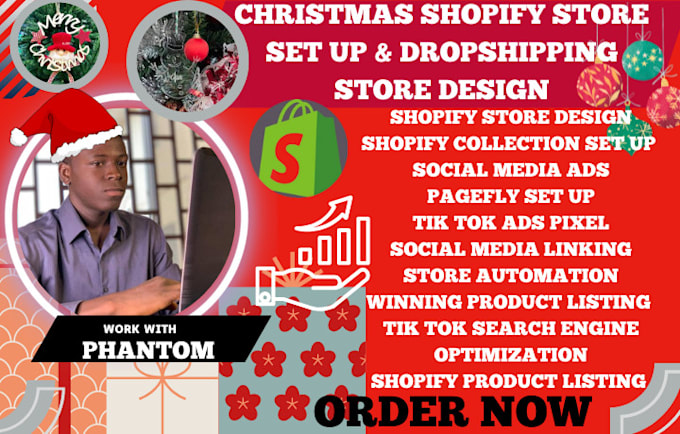 Gig Preview - Design christmas shopify store, dropshipping christmas store shopify design