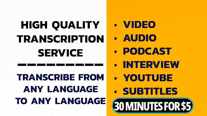 Gig Preview - Professionally transcribe your video or audio from any language any language