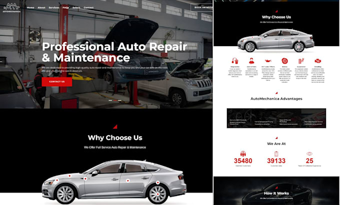 Gig Preview - Design auto workshop, auto repair and car website, taxi with appointment system