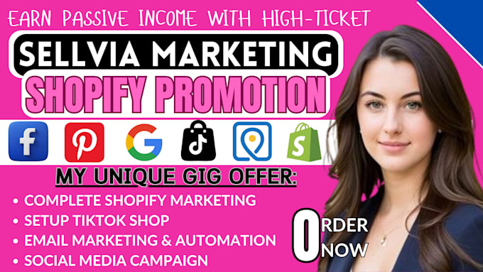 Gig Preview - Do sellvia marketing fb ads tiktok shop to boost shopify sales shopify marketing