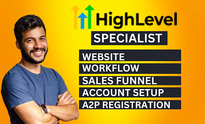 Gig Preview - Gohighlevel a2p 10dlc registration sales funnel landing page workflow automation