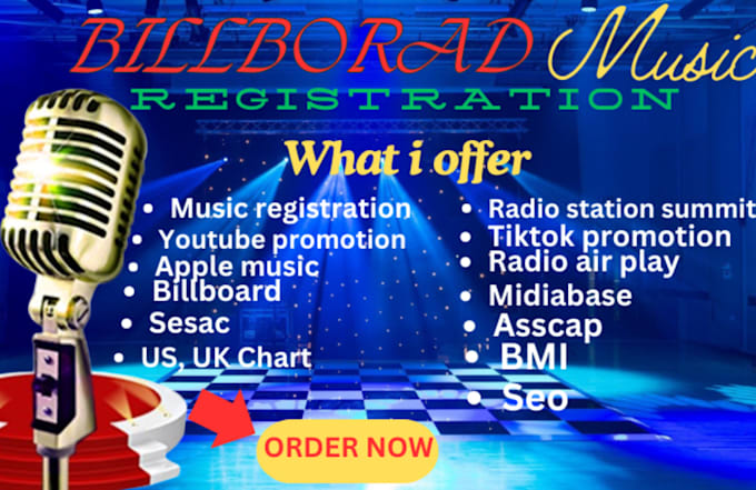 Gig Preview - Register your song with billboard mediabase radio airplay sound cloud soundscan