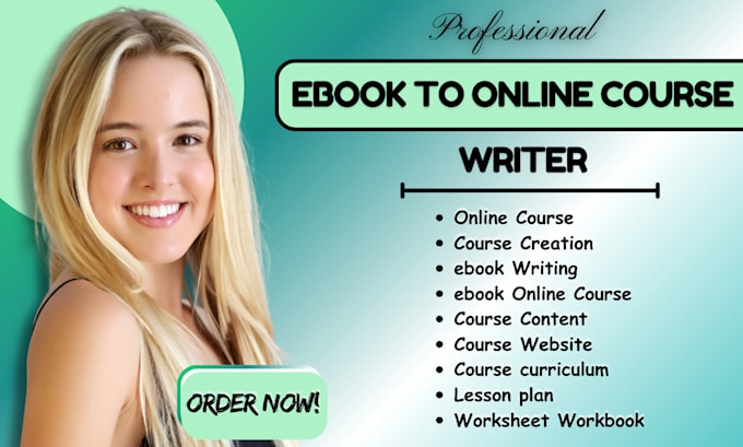 Gig Preview - Create online course content convert ebook to online course lesson plan workbook