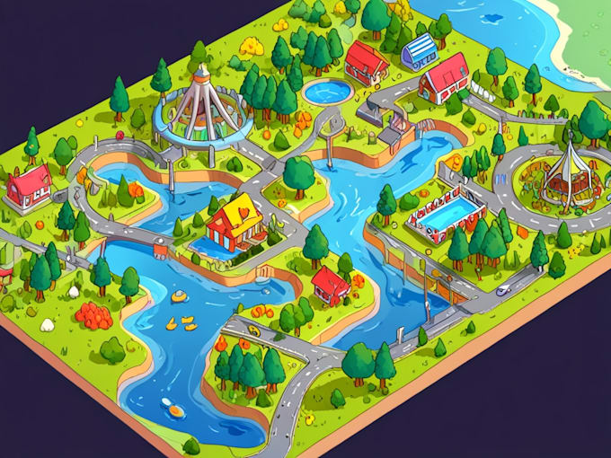 Gig Preview - Do your unique style isometric maps and illustrations