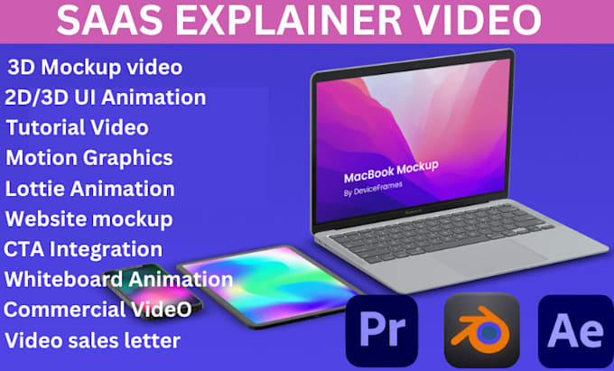 Gig Preview - Create 2d 3d saas explainer animation software demo video ads, ui device mockup