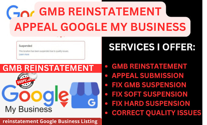 Gig Preview - Fix gmb suspension appeal and reinstate suspended google my business listing