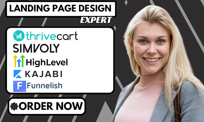 Gig Preview - Design thrivecart landing page gohighlevel simvoly funnelish sales funnel kajabi