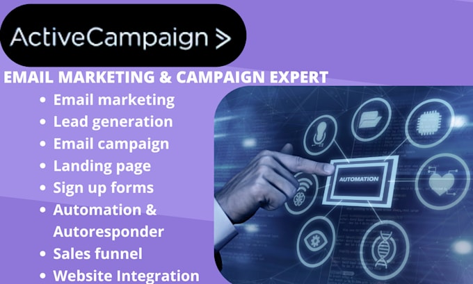 Gig Preview - Setup activecampaign email marketing automation