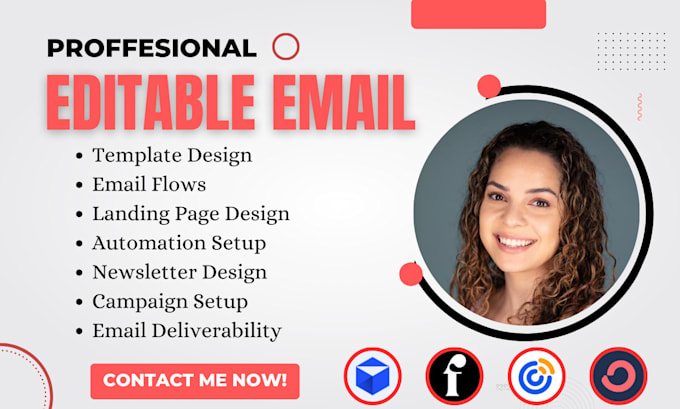 Gig Preview - Design editable mailwizz constant contact convertkit flodesk email template