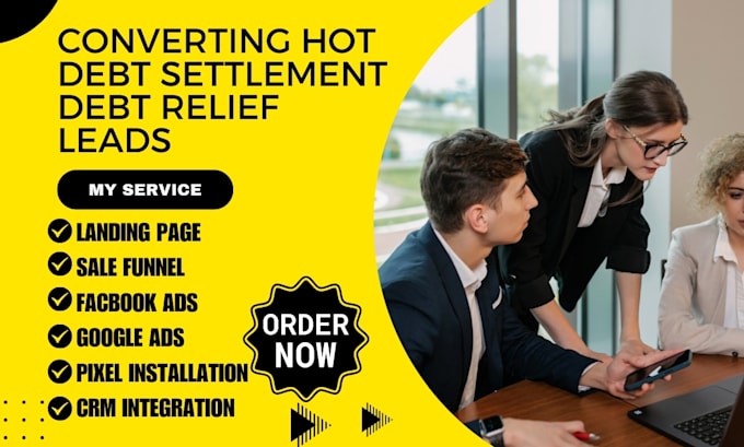 Bestseller - generate hot debt settlement debt relief debt relief leads landing page funnel