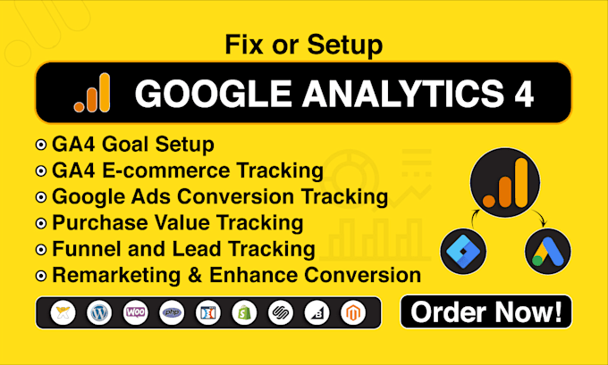 Gig Preview - Fix or setup google analytics 4, ga4 issue, ads conversion ecommerce tracking