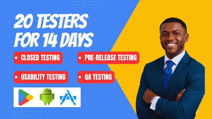 Bestseller - 20 testers for google play closed testing, 20 app testers, pre release testing