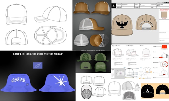 Gig Preview - Design 3d mockup and techpack of hat, cap and hoodie