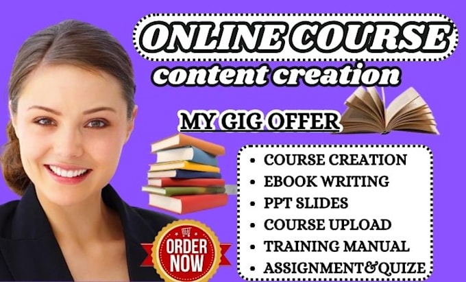 Gig Preview - Create online course content training manual course curriculum content creation