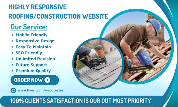 Gig Preview - Design roofing website, construction website, handyman website