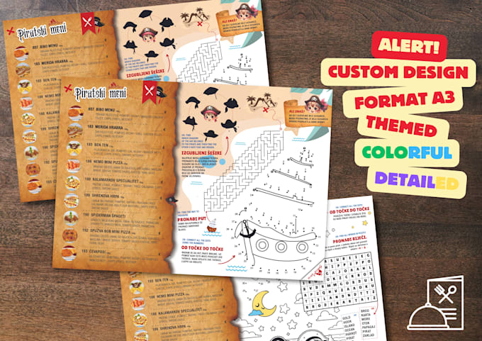 Gig Preview - Create a personalized childrens, kids menu for restaurant