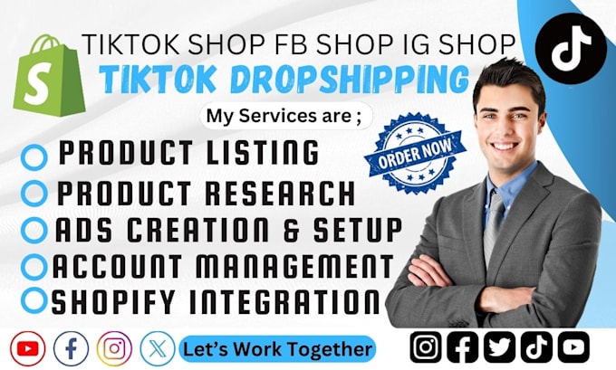 Gig Preview - Setup facebook shop, tiktok shop instagram shop with shopify marketing