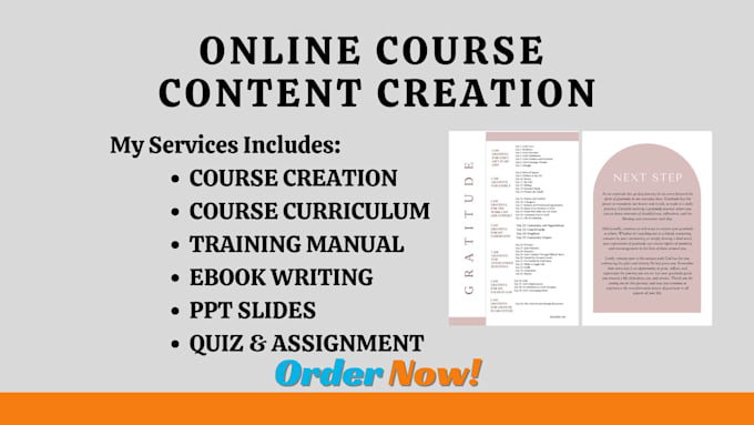 Gig Preview - Do online course creation course curriculum course content ppt training manual