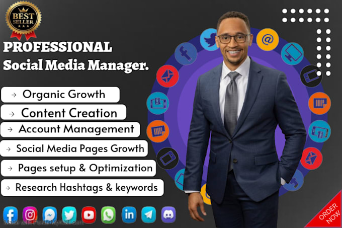 Gig Preview - Be your professional social media marketing manager, creator