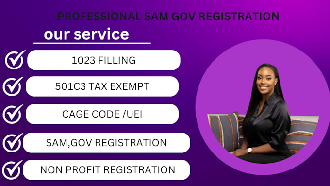 Gig Preview - Do sam gov registration get cage code, uei, and do ein, llc registration