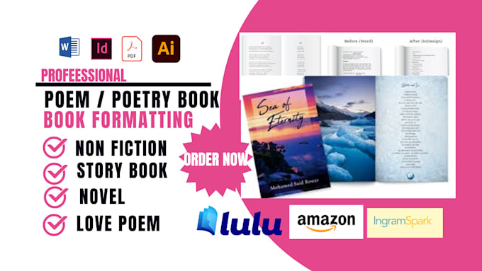 Gig Preview - Format, design , edit poem poetry book non fiction story book novel manuscript