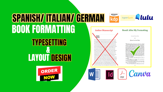 Gig Preview - Format design and layout spanish book KDP german book italian book typesetting