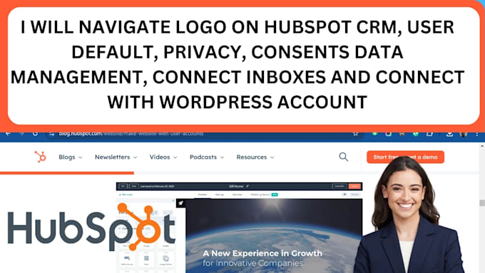 Gig Preview - Navigate logo on hubspot crm, user default, privacy, consents data management