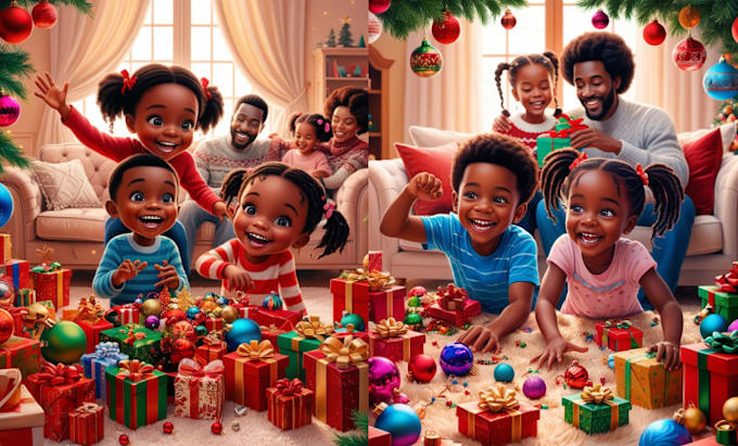 Gig Preview - Illustrate cute 3d african american children christmas book