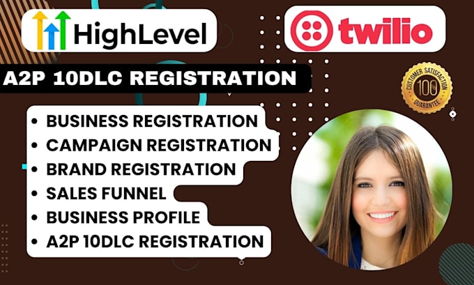 Gig Preview - A2p 10dlc registration, gohighlevel website, landing page, sales funnel, twilo