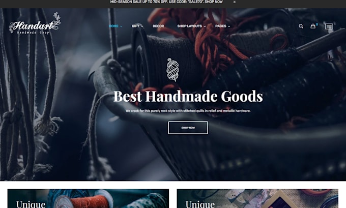 Gig Preview - Design profitable handart shopify store jewelry, artwork, handmade and artisans