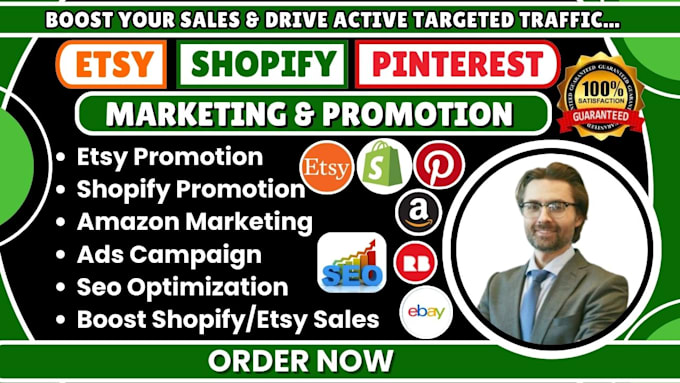 Gig Preview - Promote etsy shop, shopify sales marketing, redbuble, amazon pinterest marketing