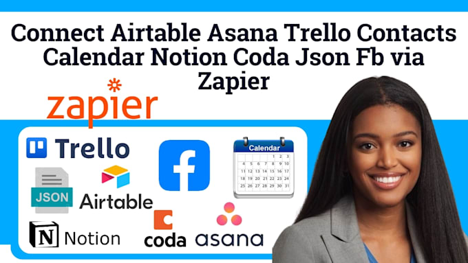 Bestseller - connect airtable asana trello contacts calendar notion coda json fb via zapier