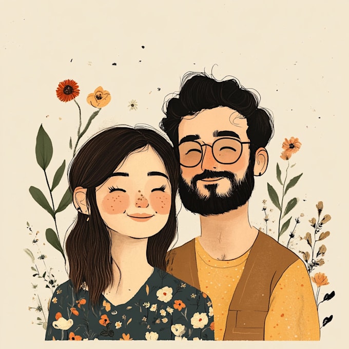 Gig Preview - Draw couple portrait illustration from your photo