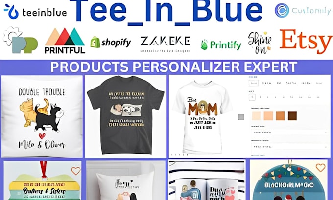 Bestseller - create teeinblue, customily customall zakeke product, product personalizer