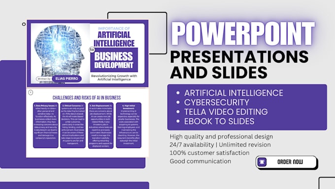 Gig Preview - Powerpoint slides for artificial intelligence, cybersecurity, tella video, ppt