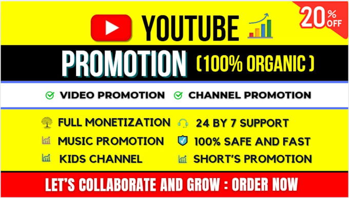 Gig Preview - Do fast organic youtube video promotion and channel promotion for monetization