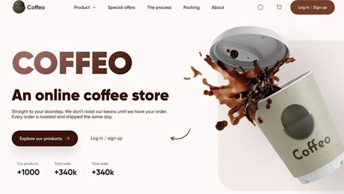 Gig Preview - Design your profitable coffee shopify coffee cup store coffee website