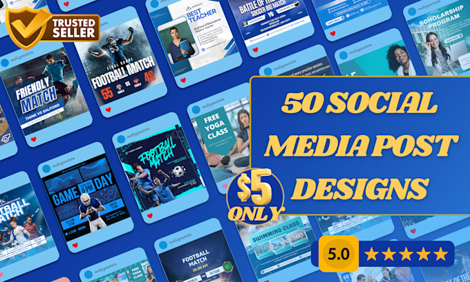 Gig Preview - Create 50 social media post designs for facebook, instagram